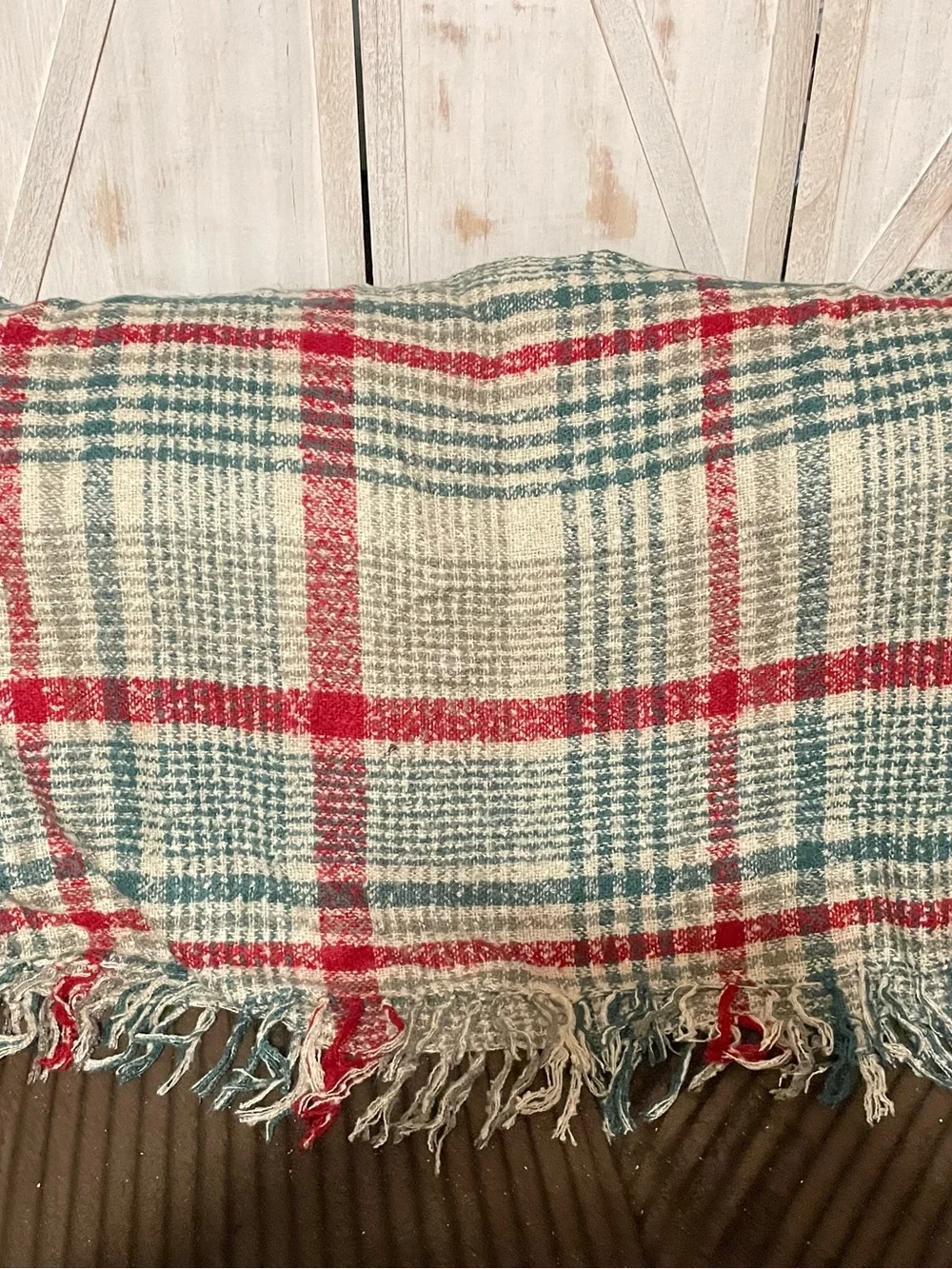 Plaid Fringe Holiday Throw Blanket
